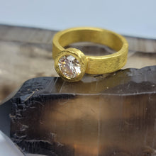 Load image into Gallery viewer, Sold* 1ct Diamond in Heavy 22K Montana Gold Bezel Ring