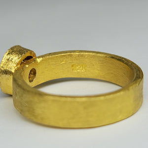 Sold* 1ct Diamond in Heavy 22K Montana Gold Bezel Ring