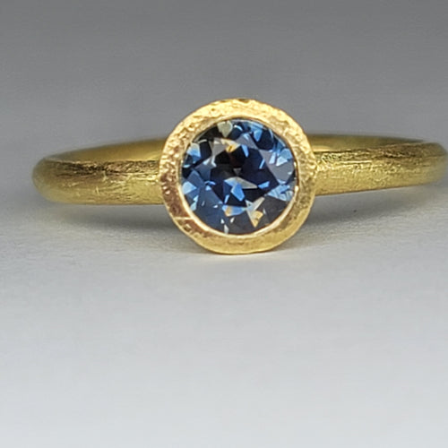 Parti Color Blue Purple Orange Montana Sapphire 18K Gold Bezel Ring