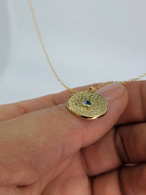 Load image into Gallery viewer, Top Blue Montana Sapphire Pendant Honeycomb Necklace 14K Yellow Gold w/ 16&quot; Chain