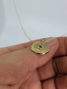 Top Blue Montana Sapphire Pendant Honeycomb Necklace 14K Yellow Gold w/ 16" Chain